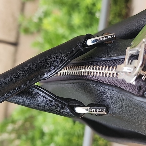Calvin Klein Lock Black Leather Satchel - Picture 9 of 16